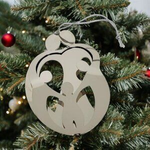 Ringmasters Family Christmas Tree Ornament Silver Tone Parents 3 Children
